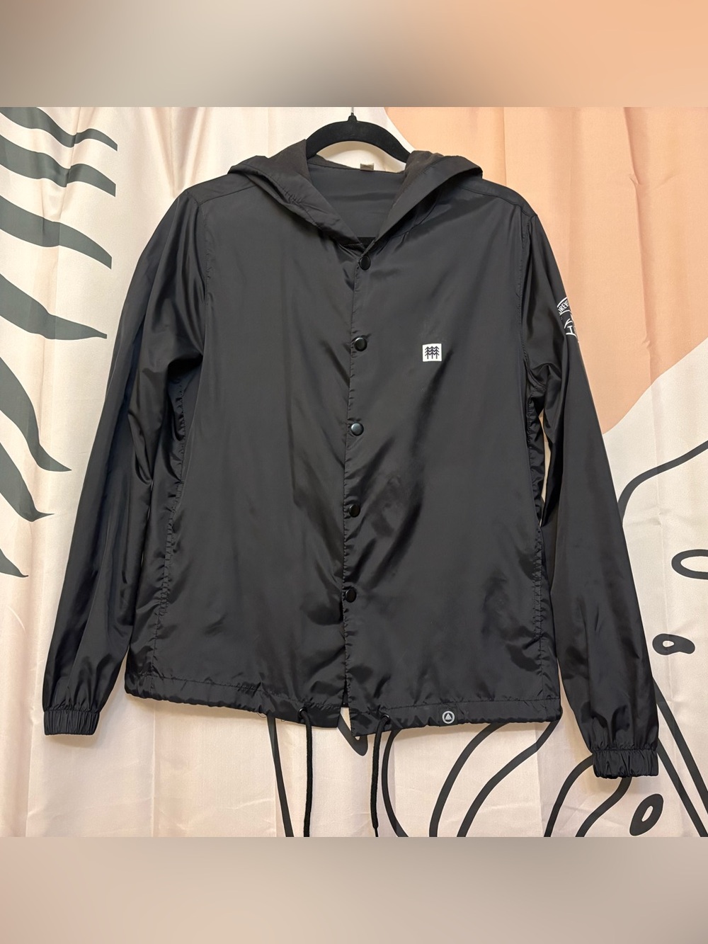 Black Hooded Windbreaker